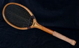 Vintage Antique Wood 1920 Bulbous Grip Wilson Collegiate Tennis Racket