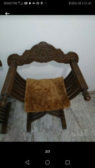 Vintage Italian Folding Wood Chair Savonarola 3