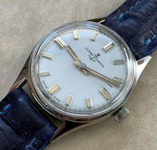 Vtg Ulysse Nardin White Dial Nickel Plated Case From 1960 Aprox.