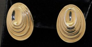 Vintage Chunky 14k Gold Fancy High Fashion Abstract Earrings