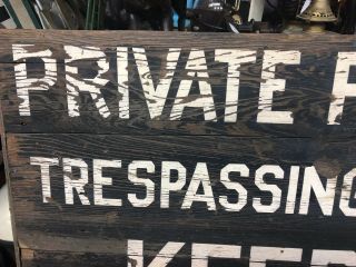 1930 ' S VINTAGE LARGE OAK PAINTED NO TRESPASSING SIGN FROM A RAILROAD CROSSING 3