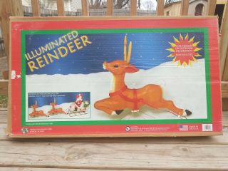 Vintage Cib General Foam Santa Sleigh Reindeer Christmas Blow Mold Light,  Box