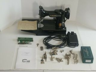 Vintage Singer Featherweight Sewing Machine 221 W/ Case And 1955