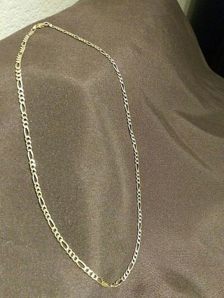 Vintage Italian 14k Link Brilliant Fine Yellow Gold Figaro Chain Necklace 18 "