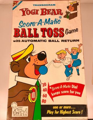 Vintage 1960 Transogram Yogi Bear Ball Toss Toy Game Hanna Barbera Mib Cartoon