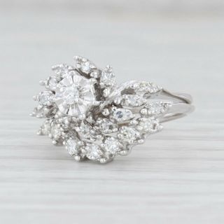 Vintage 0.  32ctw Diamond Engagement Ring Wedding Band Bridal Set 14k Gold Size 5
