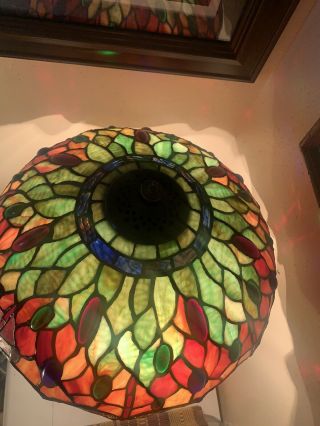 Vintage Dale Tiffany Dragonfly Stained Slag Glass Table Lamp stamped 5