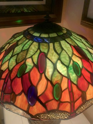 Vintage Dale Tiffany Dragonfly Stained Slag Glass Table Lamp stamped 6
