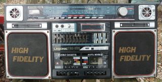 Vintage Lasonic Trc - 935 Cassette Recorder Boombox Ghetto Blaster Dual Tape Deck