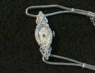 Vintage Hamilton 14k Gold And Diamond Ladies Watch