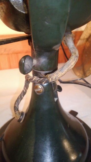 VINTAGE GE GENERAL ELECTRIC OSCILLATING FAN BRASS BLADE GREEN SMOOTHLY 5