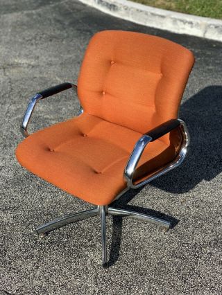 Vintage Steelcase Swivel Tweed Chrome Desk Office Chair - Mcm