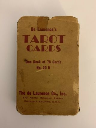 De Laurence’s Tarot Cards No.  20 D.  78 Card Deck.  Vintage Yellow Colored