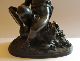 Antique Old Vintage Heavy Bronze Cupid Sculpture 3