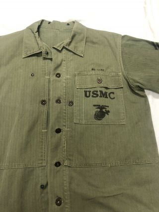 Vtg Wwii Usmc P44 Hbt Us Marines Herringbone Field Utility Jacket Shirt L/xl