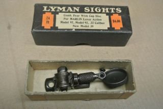 Lyman Model H Pat Date: Jan 23 79 Fits Marlin 1892,  1897,  & Model 39 & Box