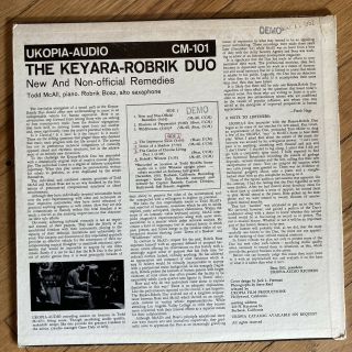 The Keyara - Robrik Duo and Non - official Remedies Ukopia - Audio CM - 101 LP RARE 2