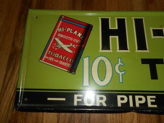 Vintage HI - PLANE 10c Tobacco Pipe & Cigarettes Tin Advertising Sign w Airplane 2