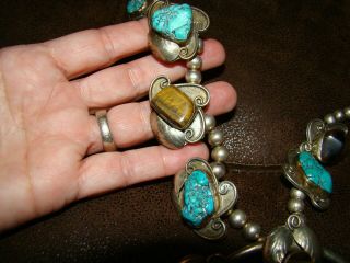 Native Amer.  Indian Squash Blossom Necklace T/Eye Turquoise Zuni Navajo Vintage? 4