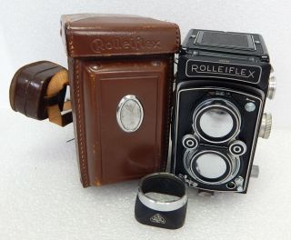 Vtg Rolleiflex Franke Heidecke Film Camera Synchro Compur Zeiss Lens Dbp Dbgm