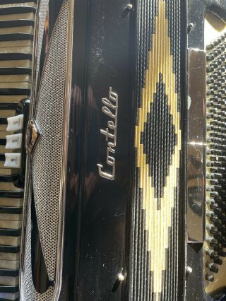 VINTAGE CONTELLO ACCORDION MADE IN ITALY,  BLACK w/ Ivory Type Keys,  HARD CASE 4