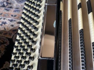 VINTAGE CONTELLO ACCORDION MADE IN ITALY,  BLACK w/ Ivory Type Keys,  HARD CASE 5