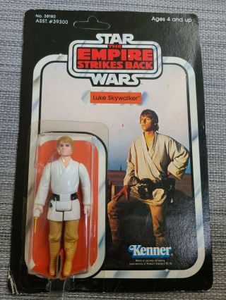 1980 Vintage Star Wars Esb Luke Skywalker Farmboy Kenner 41 Back.  Cracked Bubble
