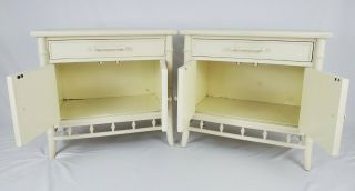 Vintage Faux Bamboo End Table Cabinet Pair Palm Beach Regency Century Furniture 2