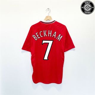 1999/00 Beckham 7 Manchester United Vintage Umbro Cl Winners Football Shirt M/l