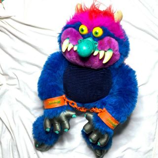 Rare Vintage 1986 My Pet Monster With Handcuffs 80s Plush 24 " Amtoy Toy
