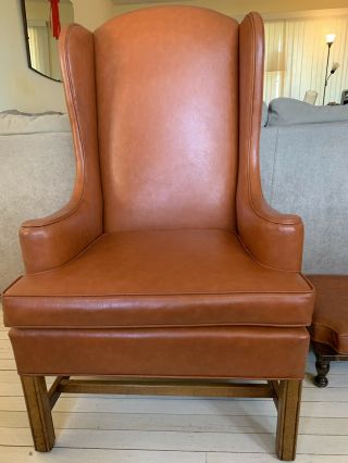 Vintage Orange Chair With Ottoman From ETHAN ALLEN 2