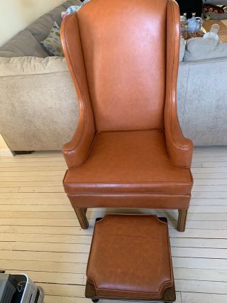 Vintage Orange Chair With Ottoman From ETHAN ALLEN 3