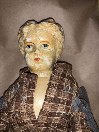 Vintage Minerva German Wooden Doll 11 1/2” To 12” Tall.  Vintage Clothes 2