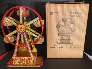 Vintage J.  Chein Hercules Tin Wind - Up Ferris Wheel No.  172