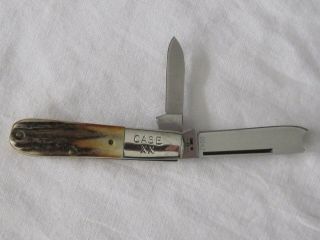 Vintage 1982 Case XX Barlow 3 Knife Set 8 Dots Stag Handle Display Case 5