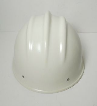 VTG WHITE FIBERGLASS HARD BOILED BULLARD 502 Hard Hat IRONWORKER 4