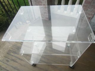 Vintage Lucite 3 tier End stand Table Cart casters Plexicraft,  NYC 2