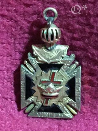 Vintage 14k Gold Masonic Double Eagle 32 Degree Knights Templar Trifold Fob