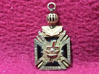 Vintage 14K Gold Masonic Double Eagle 32 Degree Knights Templar Trifold Fob 3