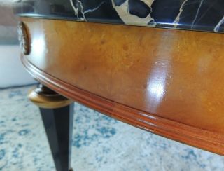 Vintage Weiman Round Coffee Table Burled Wood & Italian Marble 6