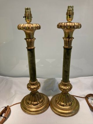 Vintage Carved Giltwood Florntine Table Lamps 2
