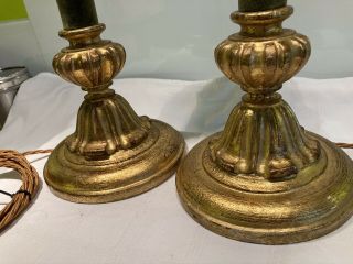 Vintage Carved Giltwood Florntine Table Lamps 4