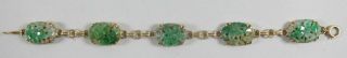 Vintage Chinese 14k Yellow Gold And Carved Jade Bracelet