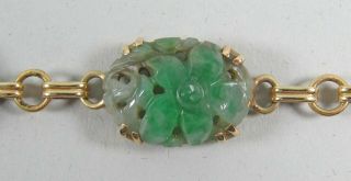 Vintage Chinese 14k Yellow Gold and Carved Jade Bracelet 2