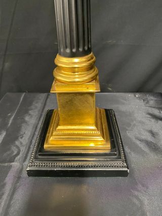 Vintage Romanesque Metal & Gilt Bronze Column Lamp 4