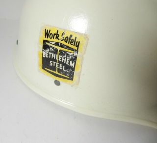 VTG BETHLEHAM STEEL WHITE FIBERGLASS HARD BOILED BULLARD 502 Hard Hat IRONWORKER 2