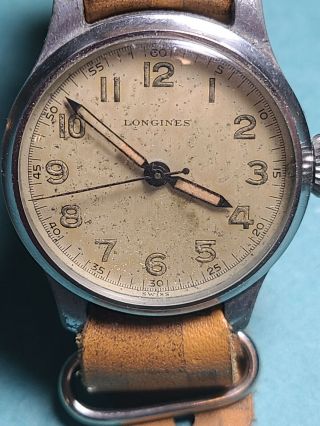 Longines Cal.  12l - 32mm 1940s Watch Wwii Ww2 Vintage - W/ Strap