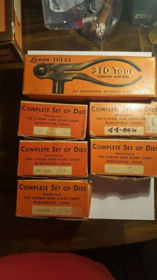 Vintage Lyman Ideal 310 Ammo Reloading Tool Press And Die Kit,  With Many Dies