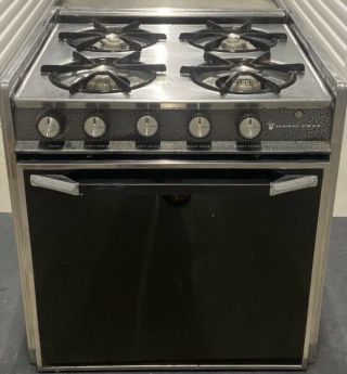 Vintage Magic Chef Rv Camper 4 Burner.  Lp Gas Propane Range Stove Oven Black