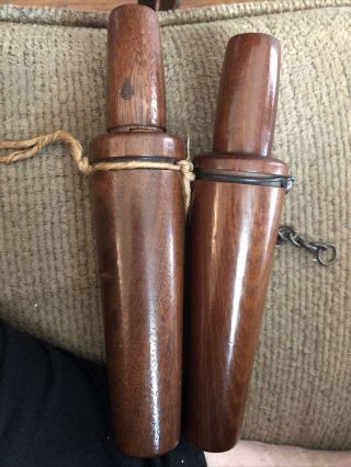 Two Vintage Morgan Leader Wooden Duck Calls Great Shape And They Both Work